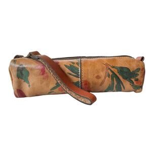 Patricia Nash Oblong Wristlet Pencil Bag Italian Leather Floral Boho Western